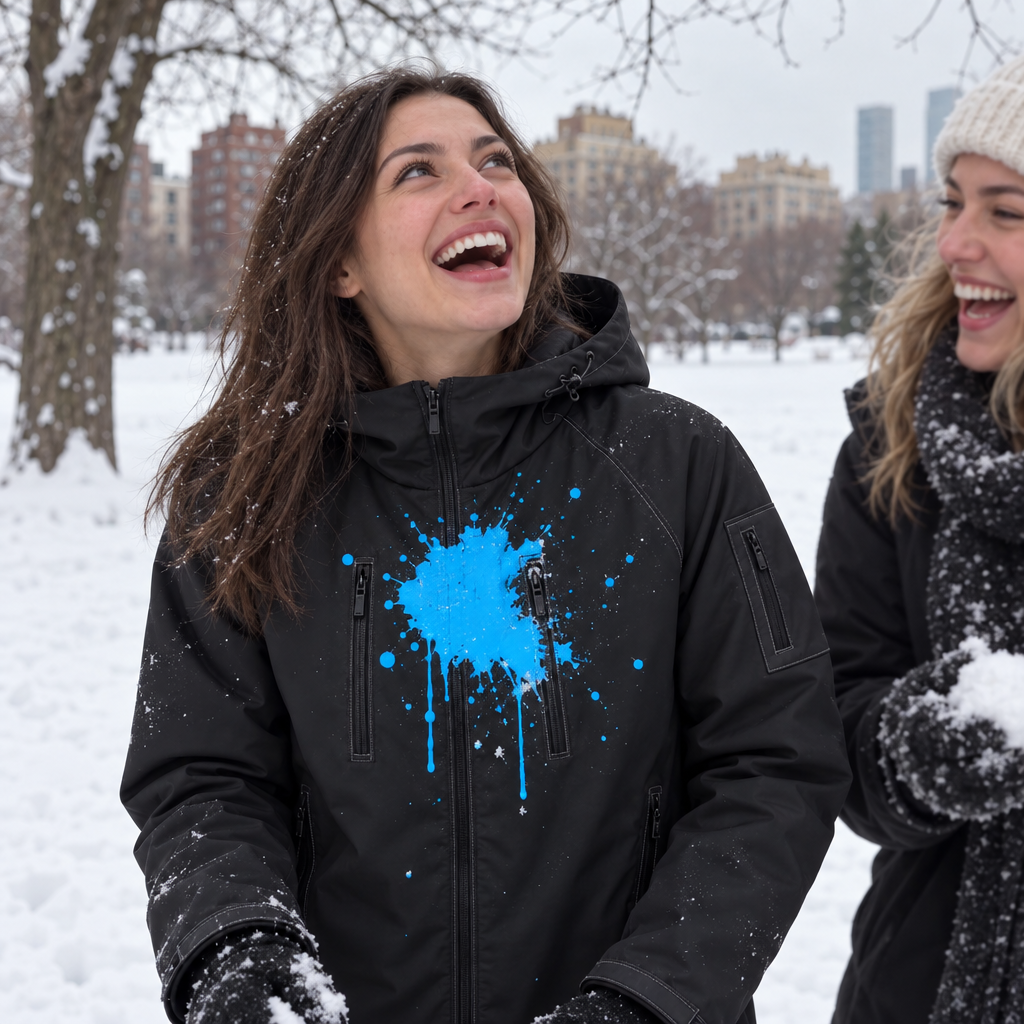 Chaqueta Kromia con mancha de color donde cayo la nieve
